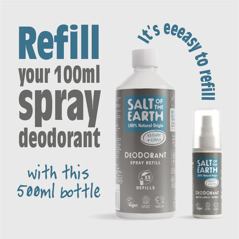 Salt of The Earth Deo Spray Refill 500ml Vetiver Citrus