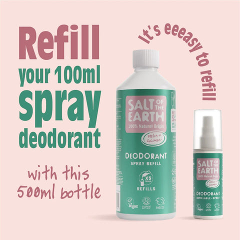 Salt of The Earth Deo Spray Refill 500ml Melon & Cucumber