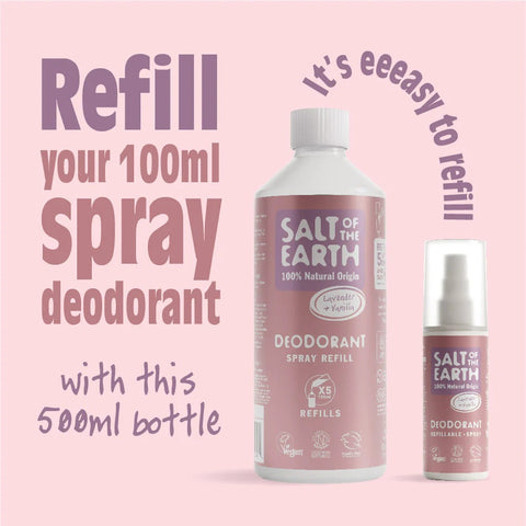 Salt of The Earth Deo Spray Refill 500ml Lavender & Vanilla