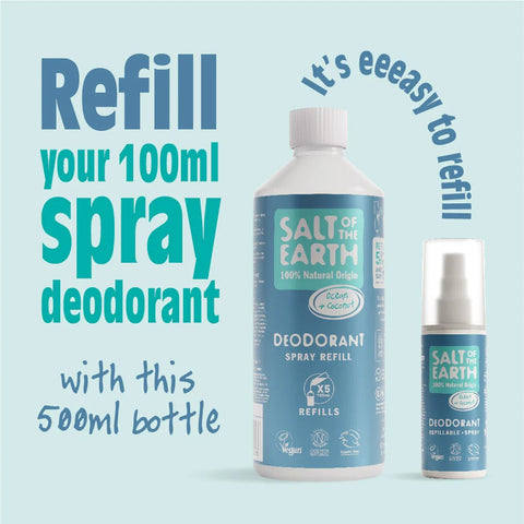 Salt of The Earth Deo Spray Refill 500ml Ocean Coconut