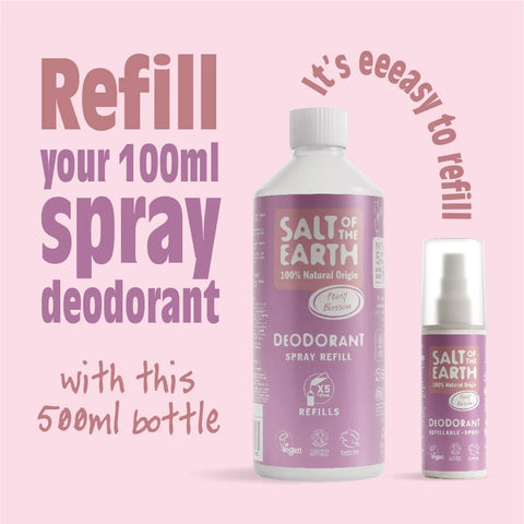 Salt of The Earth Deo Spray Refill 500ml  Peonyl Blossom