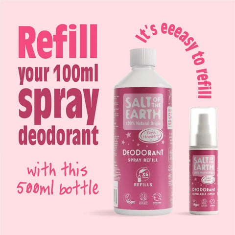 Salt of The Earth Deo Spray Refill 500ml Sweet Stawberry