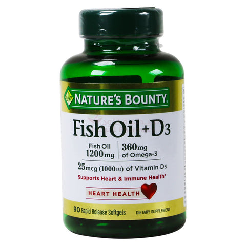 Buy Natures Bounty Fish Oil+D3 Soft Gelattin Capsule 90 CAP Online - Kulud Pharmacy