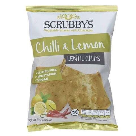 Scrubby's Lentil Chilli & Lemon Chips 100 G