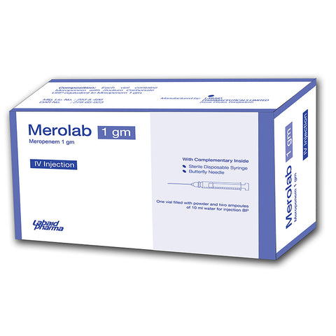 ميرولاب (ميروبينيم) 1000 مجم مسحوق للحقن الوريدي 10 فيال