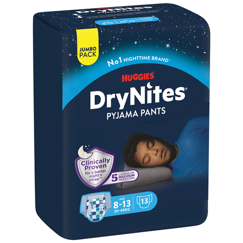 Buy Huggies Drynites Pyjama Pants 8-15 Boys Baby Diaper 13 PC Online - Kulud Pharmacy