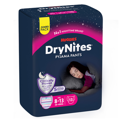 Buy Huggies Drynites Pyjama Pants 27 57Kg Girls Baby Diaper 13 PC Online - Kulud Pharmacy