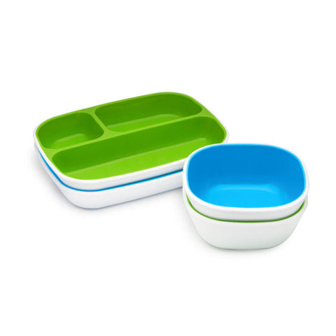 Munchkin - Splash Toddler Bowls & Plates Dining Set, Pack Of 4 (Blue/Green)