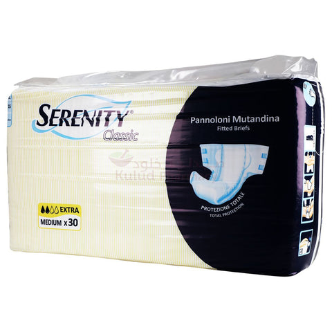 Serenity Fitted Brief Classic Extra Medium Adult Diaper 30 PC
