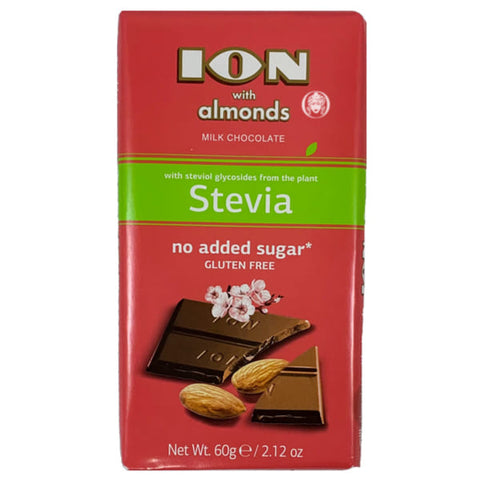 Ion Milk Chocolate With Almond (No Added Sugar, Gluten Free) - 60g.