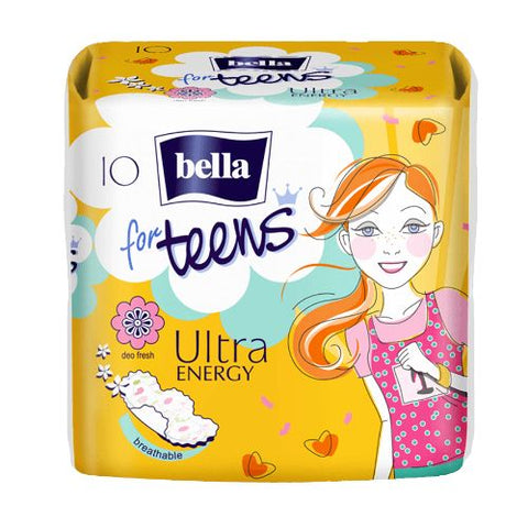 Buy Bella Teens Ultra Energy Sanitary Pads 10 PC Online - Kulud Pharmacy