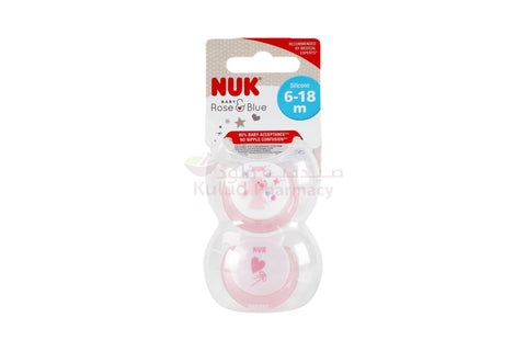Buy Nuk Silicone Rose 6 18 Month Soother 2 PC Online - Kulud Pharmacy