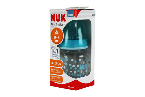 Buy Nuk With Medium Silicone Nipple Glass Bottle 120 ML Online - Kulud Pharmacy