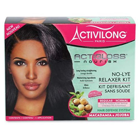 Activilong Actigloss Nourish No Lye Relaxer Regular Normal Macadamia And Jojoba Hair Kit 1 KT
