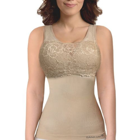 Sankom Patent Vest With Bra Incorporated Beige Large Support 1 PC