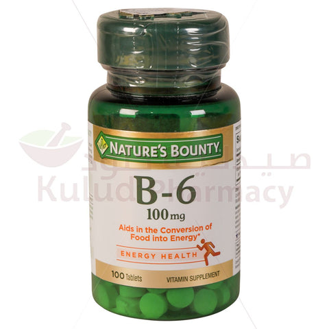 Buy Natures Bounty Vitamin B-6 Tablet 100 Mg 100 PC Online - Kulud Pharmacy