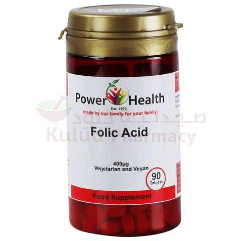 Buy Power Health Folic Acid Tablet 400 Mcg 90 PC Online - Kulud Pharmacy