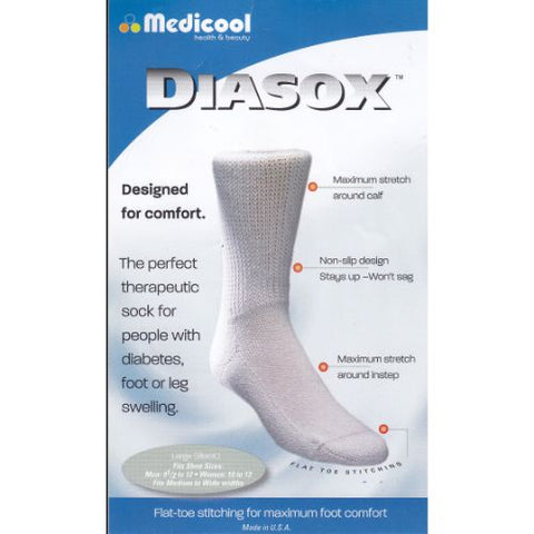 Buy Medicool Diasox Size X Large White Crew Stocking 1 PC Online - Kulud Pharmacy