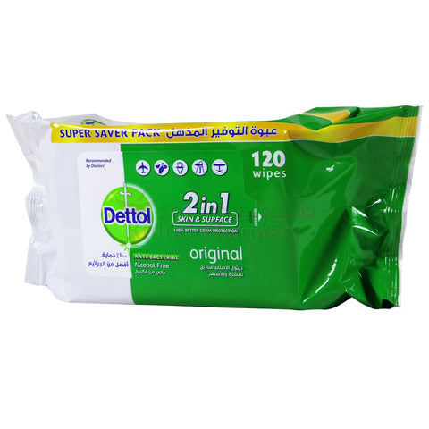 Buy Dettol 2In1 Skin Original Wipes 120 PC Online - Kulud Pharmacy