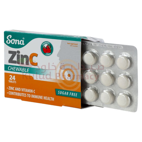 Buy Sona Zinc And Vitamin C Chewable Tablet 24 PC Online - Kulud Pharmacy