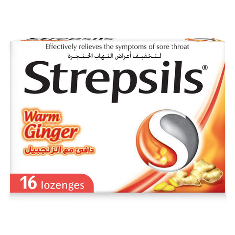 Strepsils Warm Ginger, Fast Effective Relief from the Symptoms of Sore Throats, 16 Lozenges