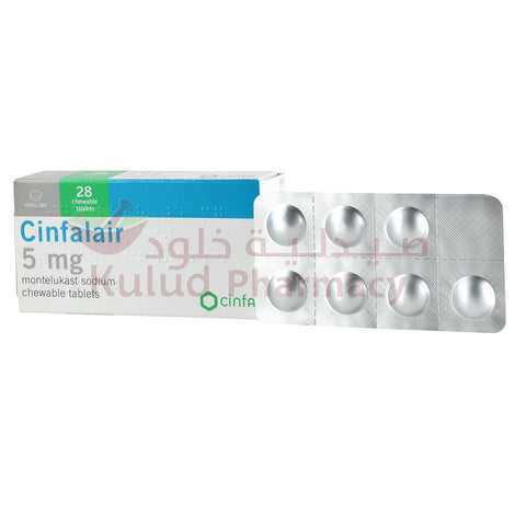 Buy Cinfalair Chewable Tablet 5Mg 28 PC Online - Kulud Pharmacy