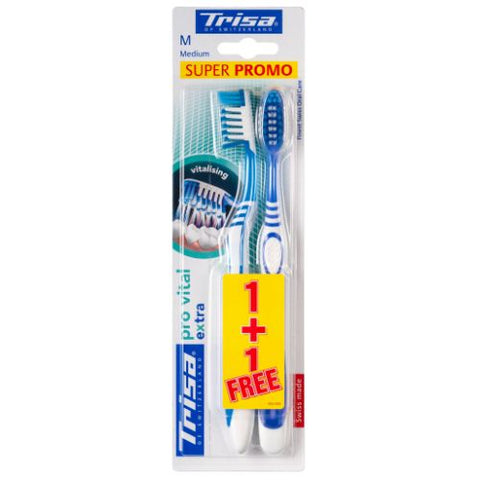 Buy Trisa Extra Provita Medium Toothbrush 2 PC Online - Kulud Pharmacy