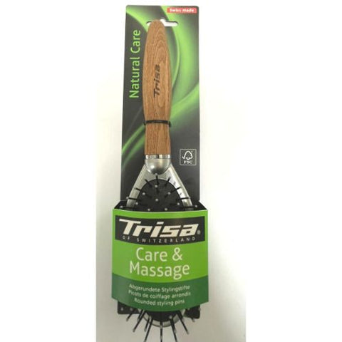 Buy Trisa Natural Care Hair Brush Med Rubber Black Synth Pins Brush 1 PC Online - Kulud Pharmacy