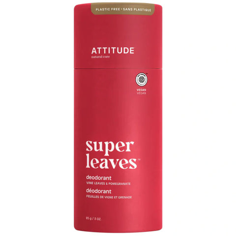 Attitude Super Leaves Plastic Free Deodorant, Vine Leaves & Pomegranate 85G