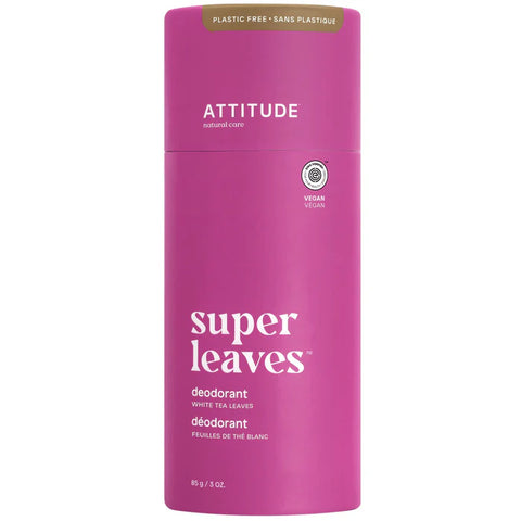 Attitude Super Leaves Plastic Free Deodorant, White Tea Leaves 85G