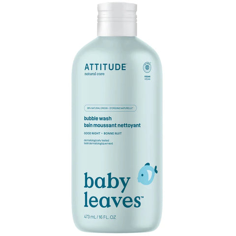 Attitude Baby Leaves Bubble Wash, Good Night Almond Milk 473Ml