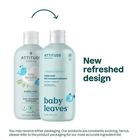 Attitude Baby Leaves Bubble Wash, Good Night Almond Milk 473Ml