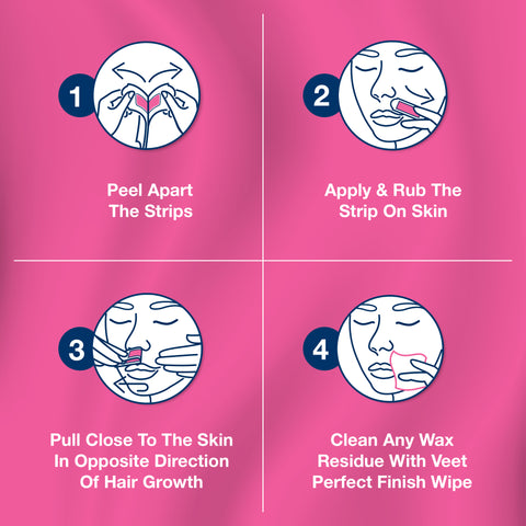 Veet Pure Face Hair Removal Wax Strips for Sensitive Skin, 20 Strips
