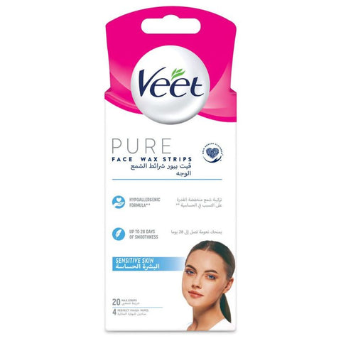 Buy Veet Pure Face Wax Strips 20S 20PC Online - Kulud Pharmacy
