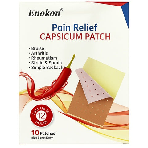 Enokon Capsicum Pain Relief Heat Patch 8x13cm, Pack of 10
