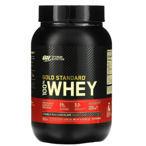 Buy Optimum Nutrition 100% Whey Gold Standard Dbl Rich Chocolate 907 G Online - Kulud Pharmacy