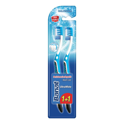 Banat Ultra White 2 Pack Toothbrush Medium 1ST