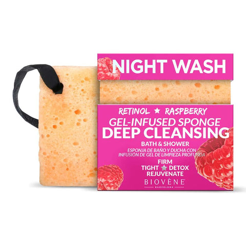 Buy Biovene Night Wash Deep Cleansing Retinol & Raspberry Gel-Infused Sponge 75GM Online - Kulud Pharmacy