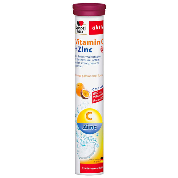 Doppelherz Aktiv Vitamin C + Zn 600Mg Orange-Passion Fruit 15TAB