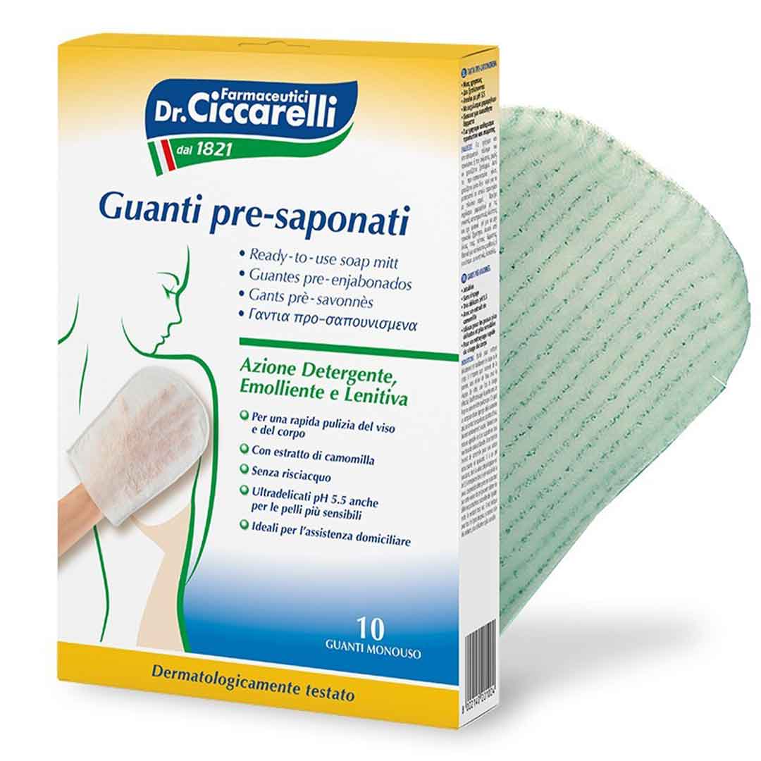Dottor Ciccarelli قفاز صابون جاهز للاستخدام 10 قطع | قفازات معقمة Dottor Ciccarelli قفاز صابون جاهز للاستخدام 10 قطع | قفازات معقمة