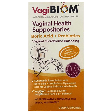 Vagibiom Boric Acid+Probiotics Vag. Supp 5'S - Kulud Pharmacy