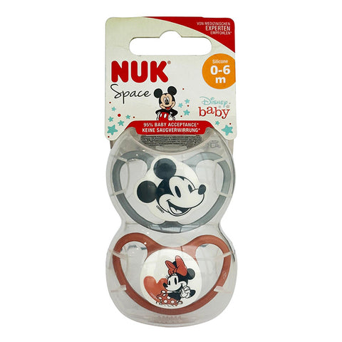 Nuk Pacifier Si Space Silicone Soother Disney Mickey Mouse Red S1 2/Box