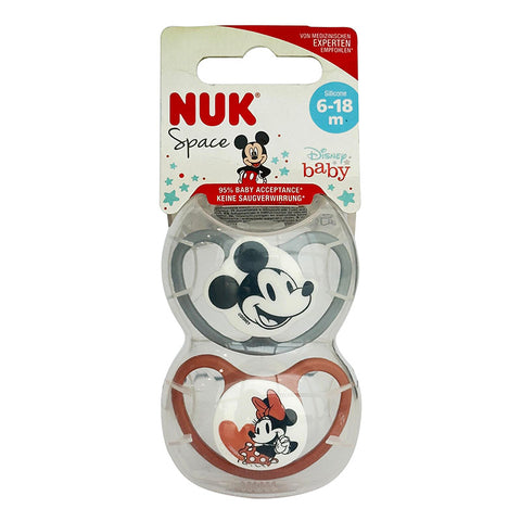Nuk Pacifier Si Space Silicone Soother Disney Mickey Mouse Red S2 2/Box