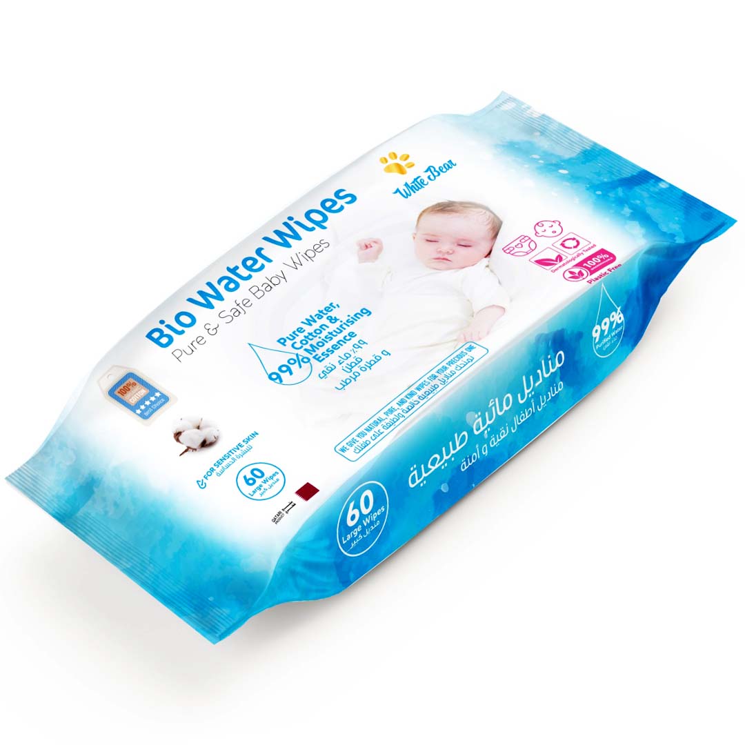 WHITE BEAR BIO WATER WIPES 60`S | Kulud Pharmacy