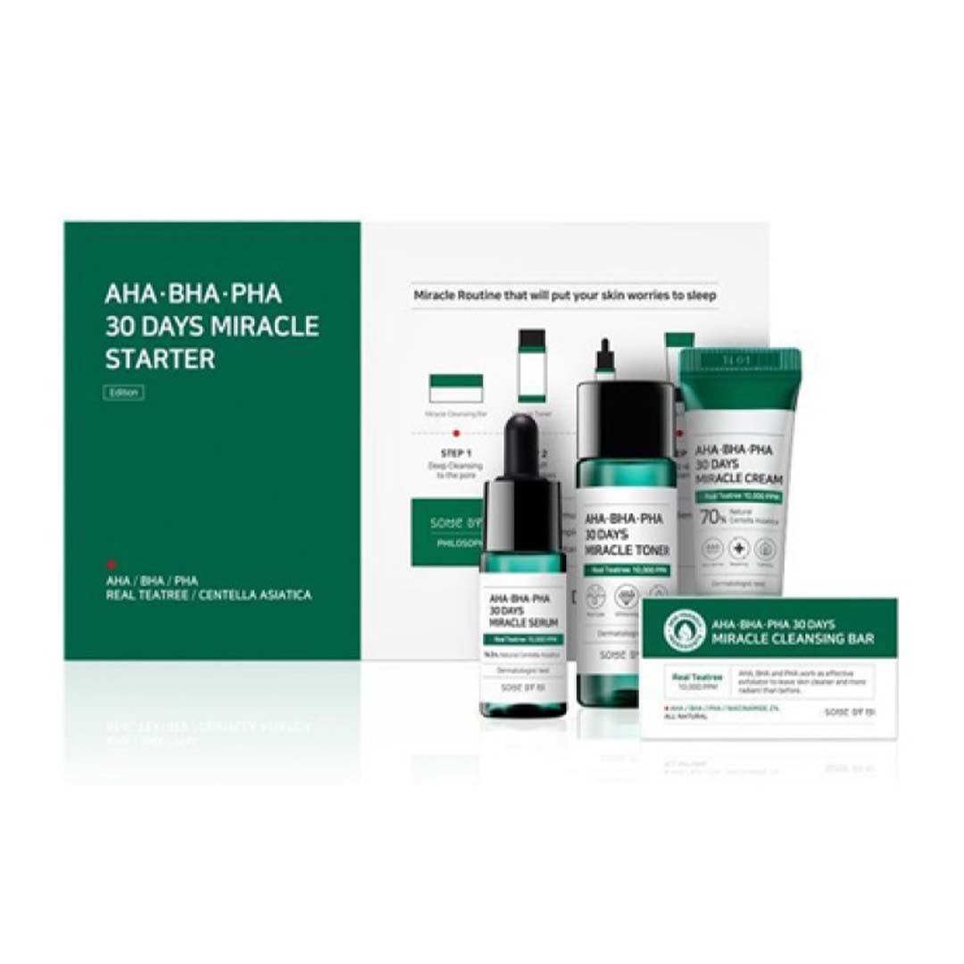 Some By Mi Aha-Bha-Pha 30 Days Miracle Starter Kit [Toner 30Ml, Serum 10Ml, Cream 20G, Cleansing Bar 30G) | Skin Repair Some By Mi Aha-Bha-Pha 30 Days Miracle Starter Kit [Toner 30Ml, Serum 10Ml, Cream 20G, Cleansing Bar 30G) | Skin Repair