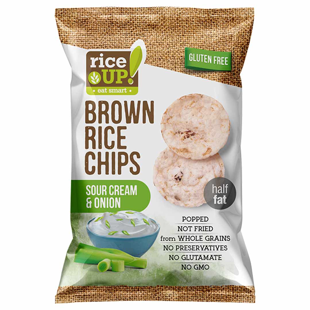 Rice Up Brown Rice Chips Sour Cream & Onion 60G | Healthy Snack Rice Up Brown Rice Chips Sour Cream & Onion 60G | Healthy Snack