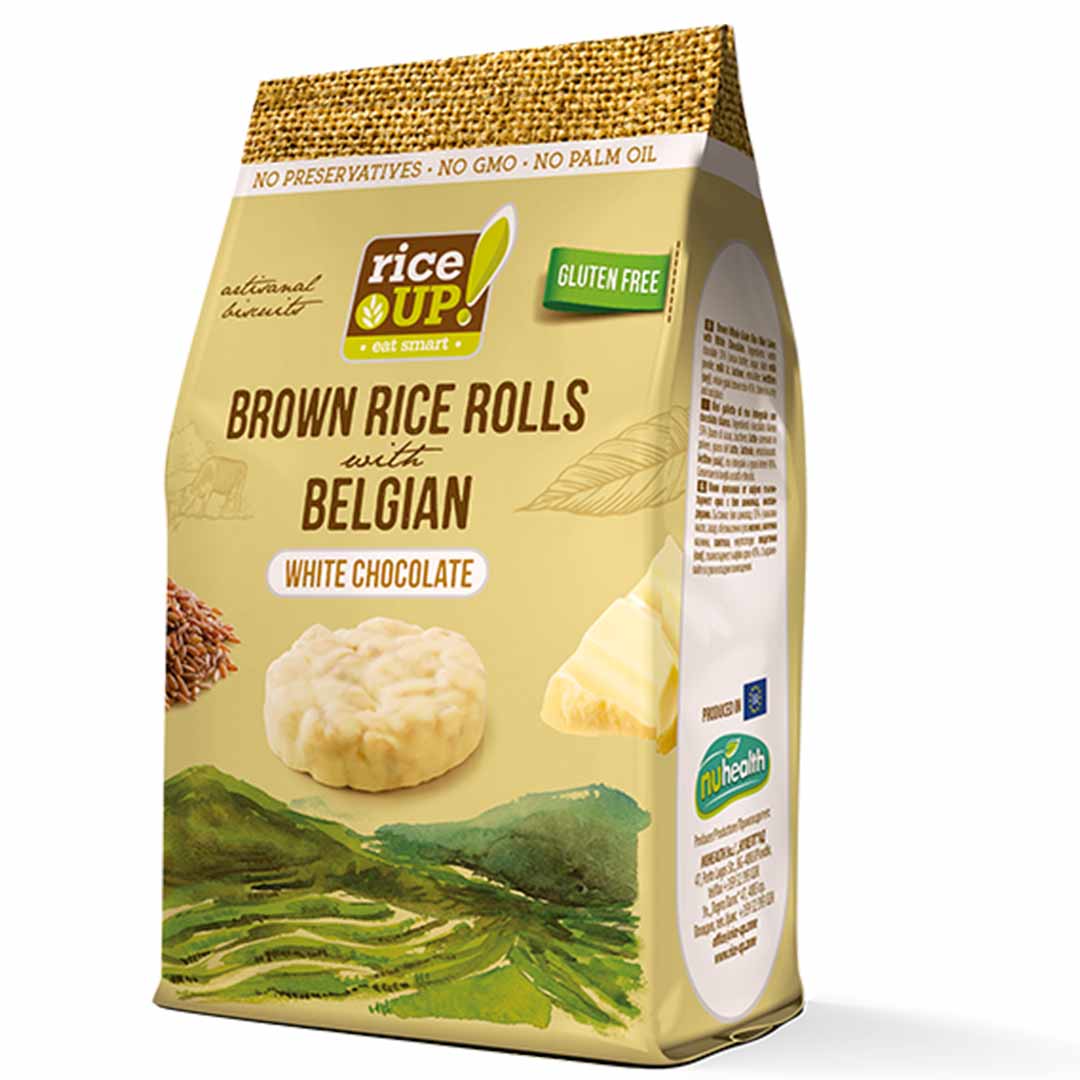 Rice Up Brown Rice Rolls Belgian White Chocolate 50G | Healthy Snack Rice Up Brown Rice Rolls Belgian White Chocolate 50G | Healthy Snack