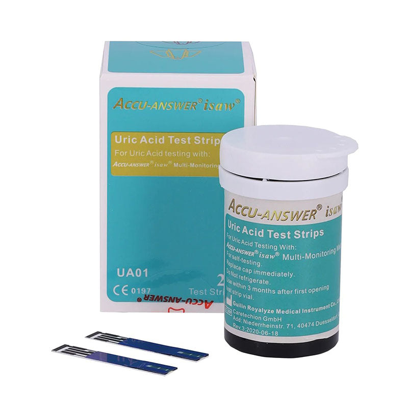 شرائط اختبار حمض اليوريك من أكيو-آنسر - 25 شريطًا | Uric Acid Test Strips شرائط اختبار حمض اليوريك من أكيو-آنسر - 25 شريطًا | Uric Acid Test Strips