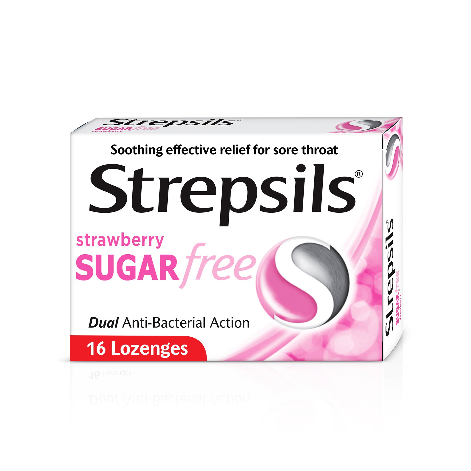 Strepsils Strawberry Sugar Free, Soothing Effective Relief from Sore Throats, 16 Lozenges | Throat Lozenges & Sprays Strepsils Strawberry Sugar Free, Soothing Effective Relief from Sore Throats, 16 Lozenges | Throat Lozenges & Sprays