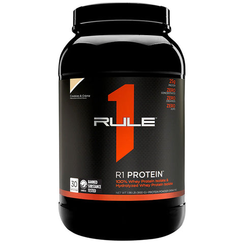 Rule 1 Protein Whey Isolate,Cookies & Cream, 30 SERV 1.98 lb (900 g)